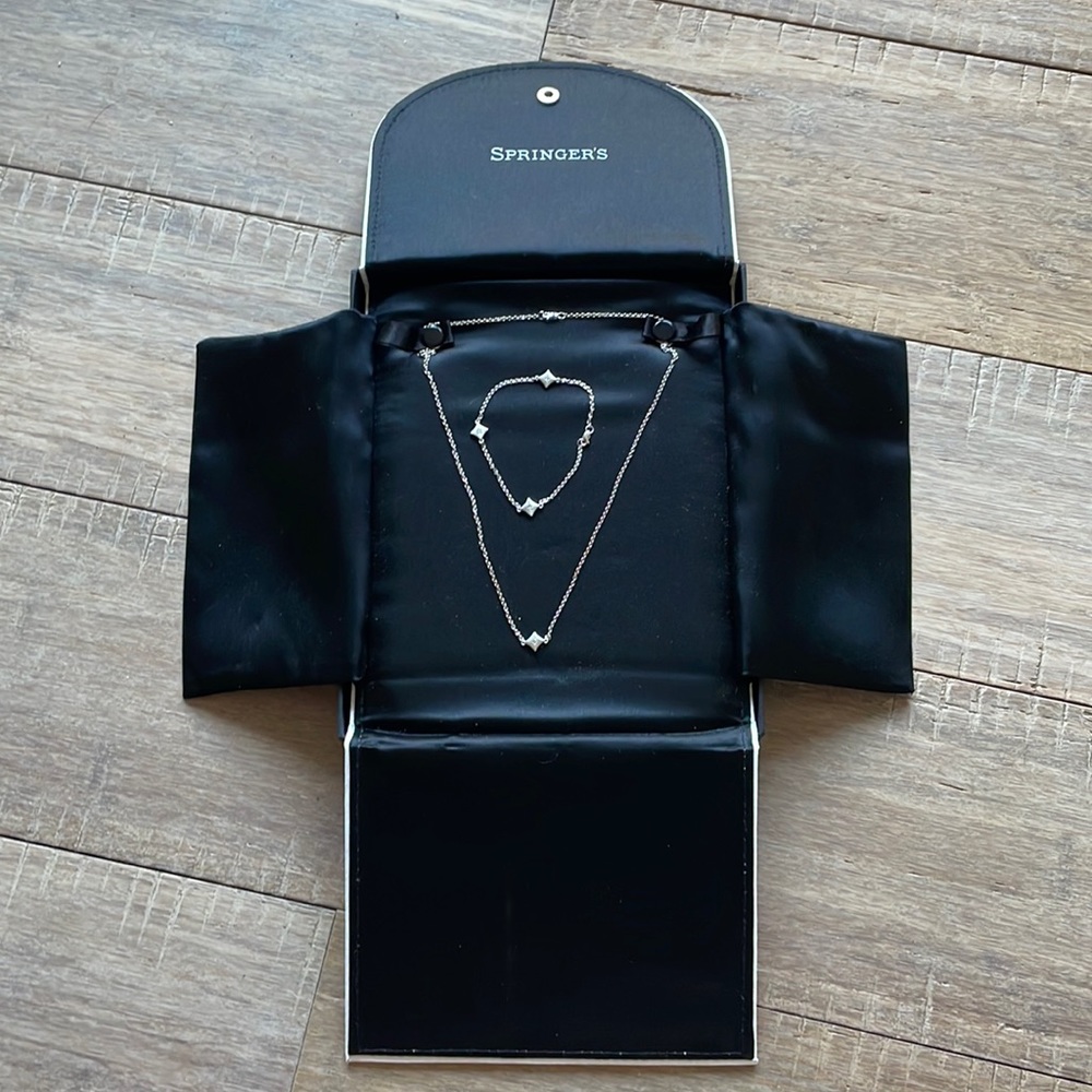 White gold north star diamond necklace + bracelet